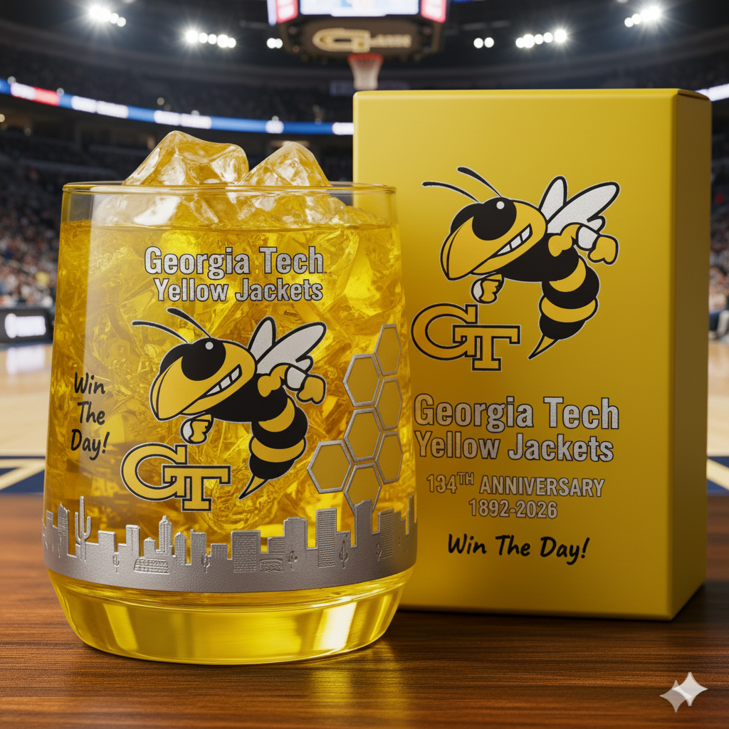Georgia Tech Hornets 134th Anniversary Whiskey Glass