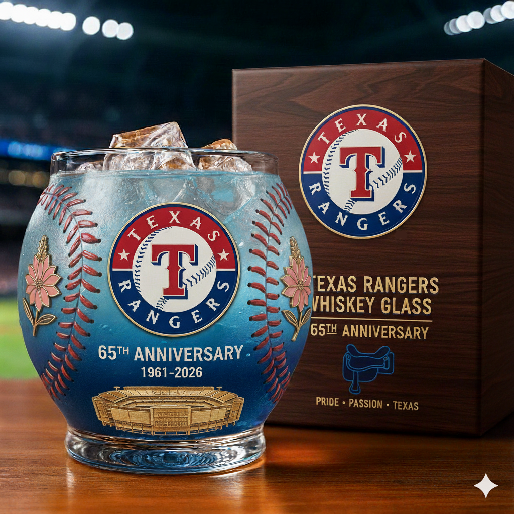 Texas Rangers 65th Anniversary Whiskey Glass
