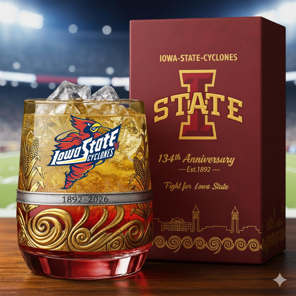 Iowa State Cyclones 134th Anniversary Whiskey Glass