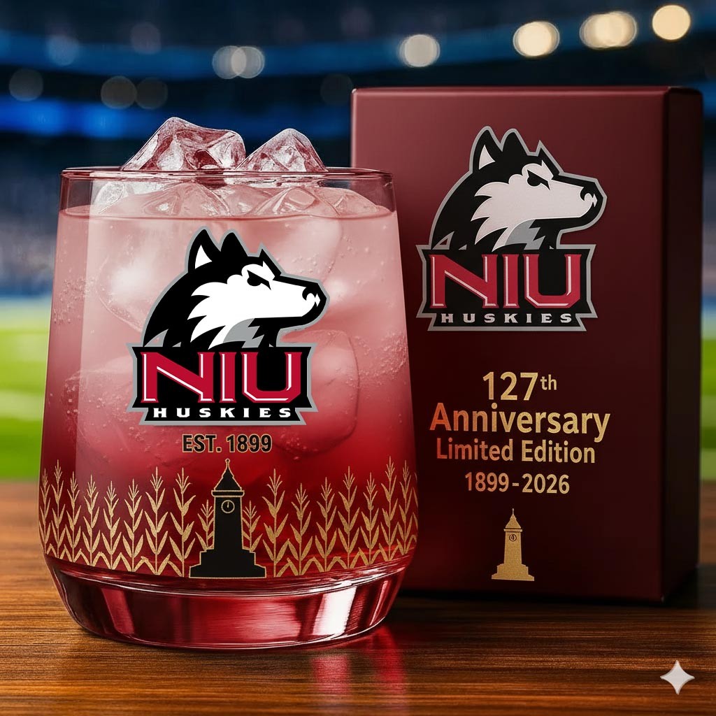NIU Huskies 127th Anniversary Limited-Edition Whiskey Glass
