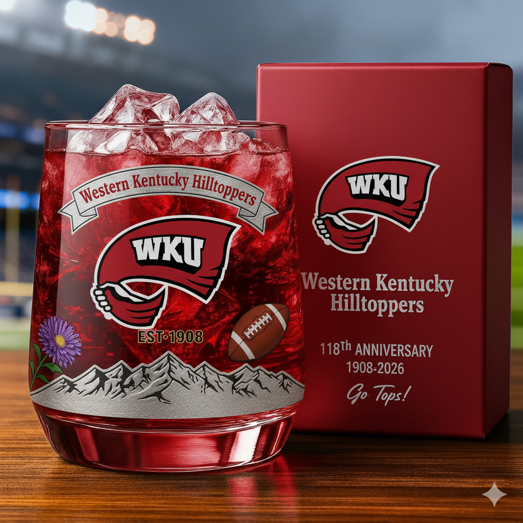 Western Kentucky Hilltoppers football 118th Anniversary Whiskey Glass