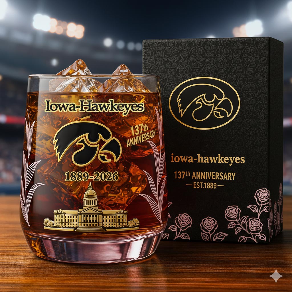 Iowa Hawkeyes 137th Anniversary Whiskey Glass