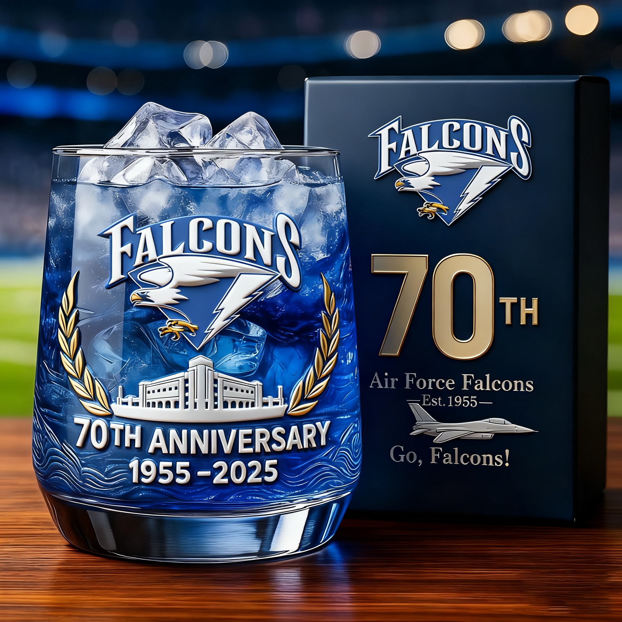 Air Force Academy Falcons 70th Anniversary Whiskey Glass