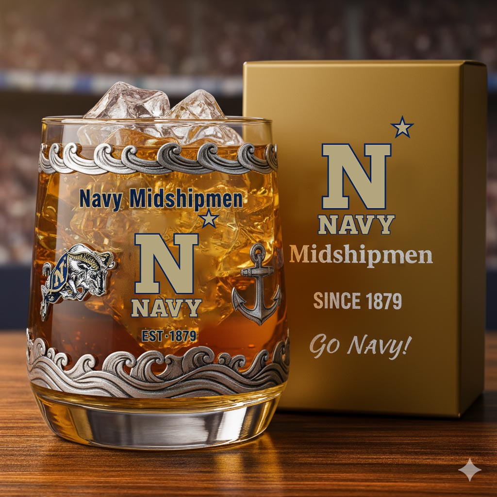 Navy Midshipmen Whiskey Glass