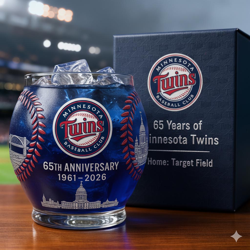 Minnesota Twins 65th Anniversary Whiskey Glass