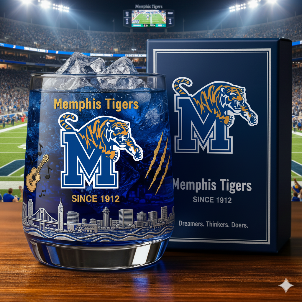 Memphis Tigers football Whiskey Glass