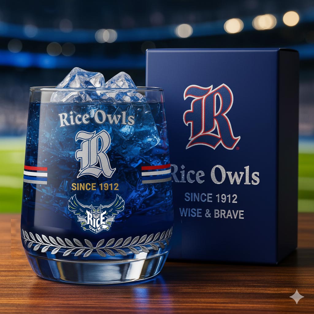 Rice Owls football Whiskey Glass