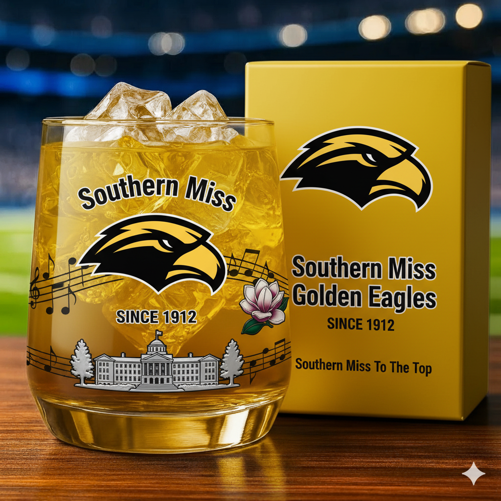 Southern Miss Golden Eagles football Whiskey Glass