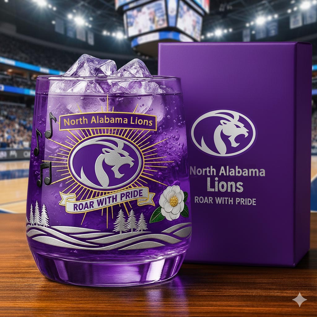 North Alabama Lions Whiskey Glass