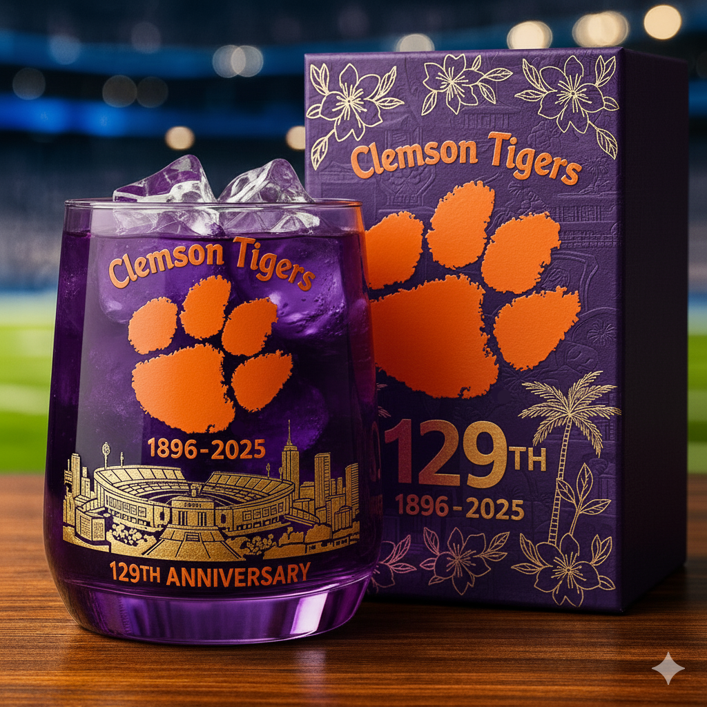 Clemson Tigers 129th Anniversary Whiskey Glass