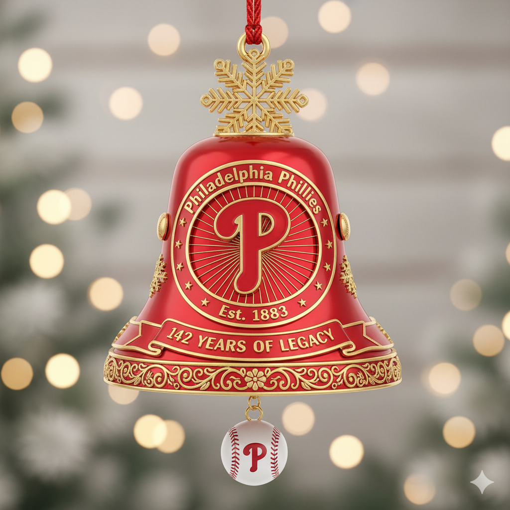 Philadelphia Phillies 142nd Anniversary Christmas Bell Ornament