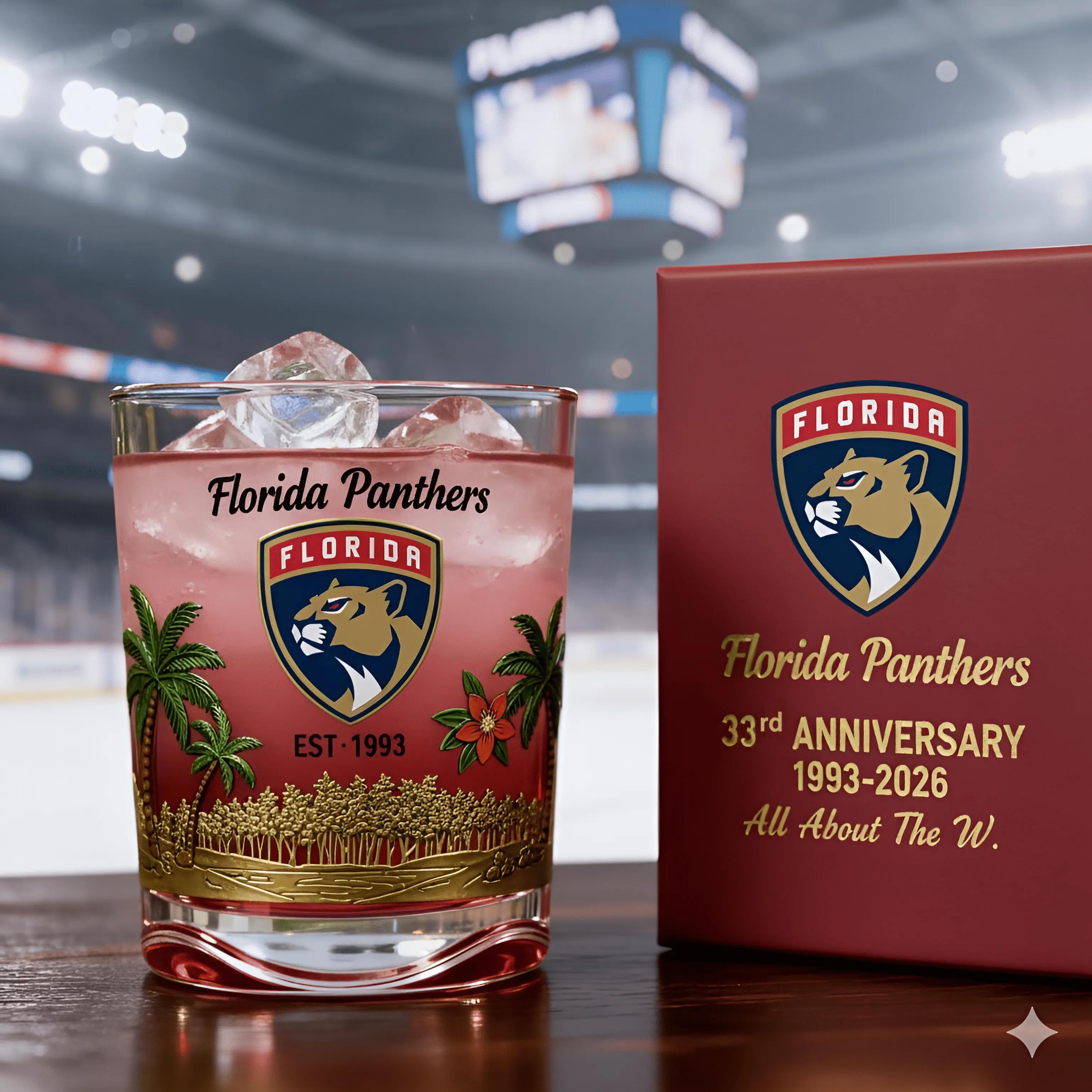 Florida Panthers 33rd Anniversary Whiskey Glass