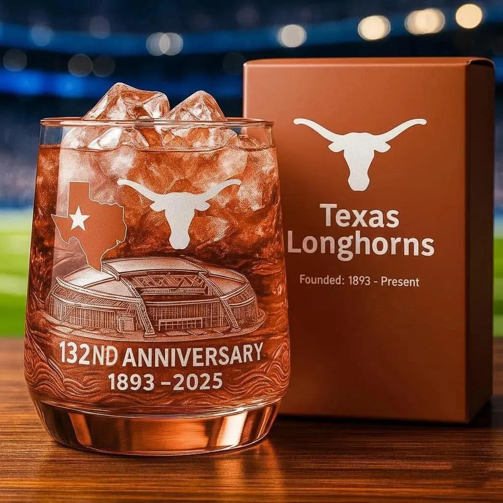 University of Texas Longhorns 132nd Anniversary Whiskey Glass