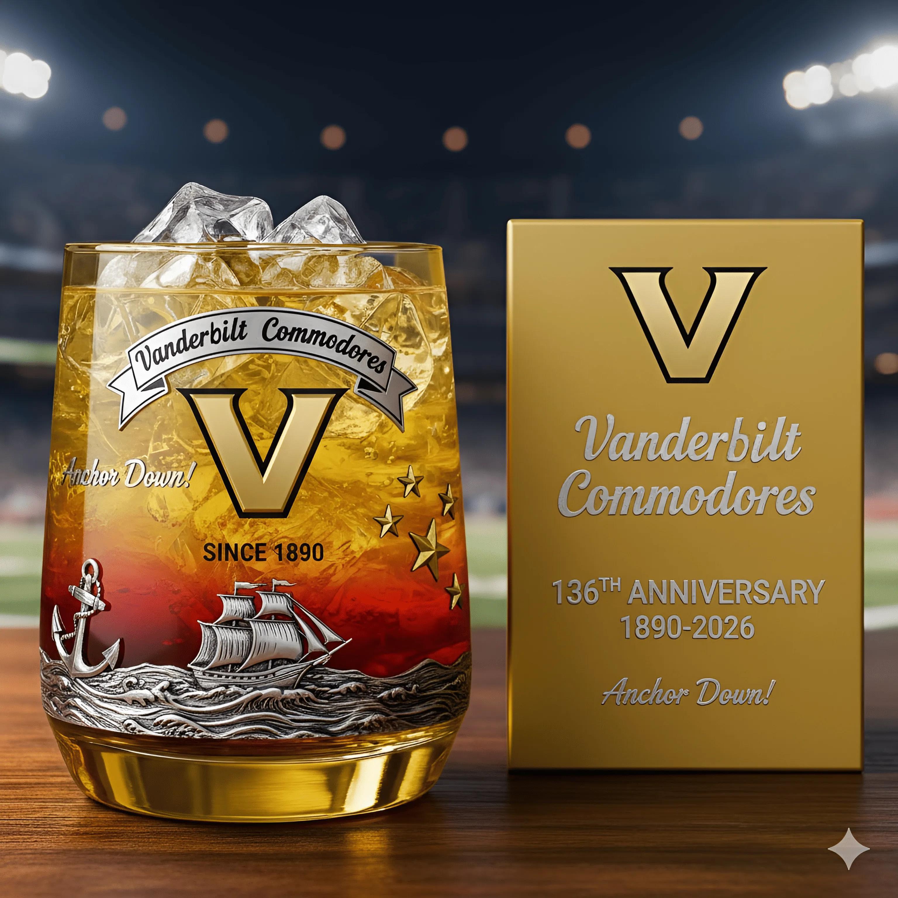 Vanderbilt Commodores football 136th Anniversary Whiskey Glass
