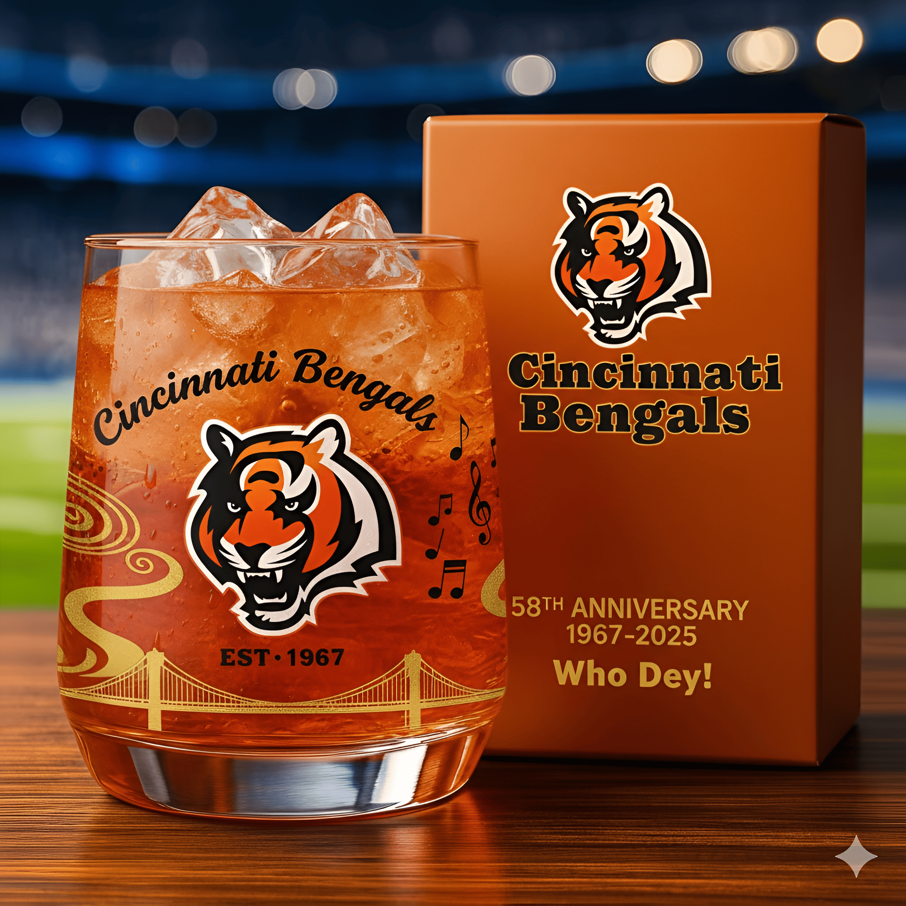 Cincinnati Bengals 58th Anniversary Whiskey Glass