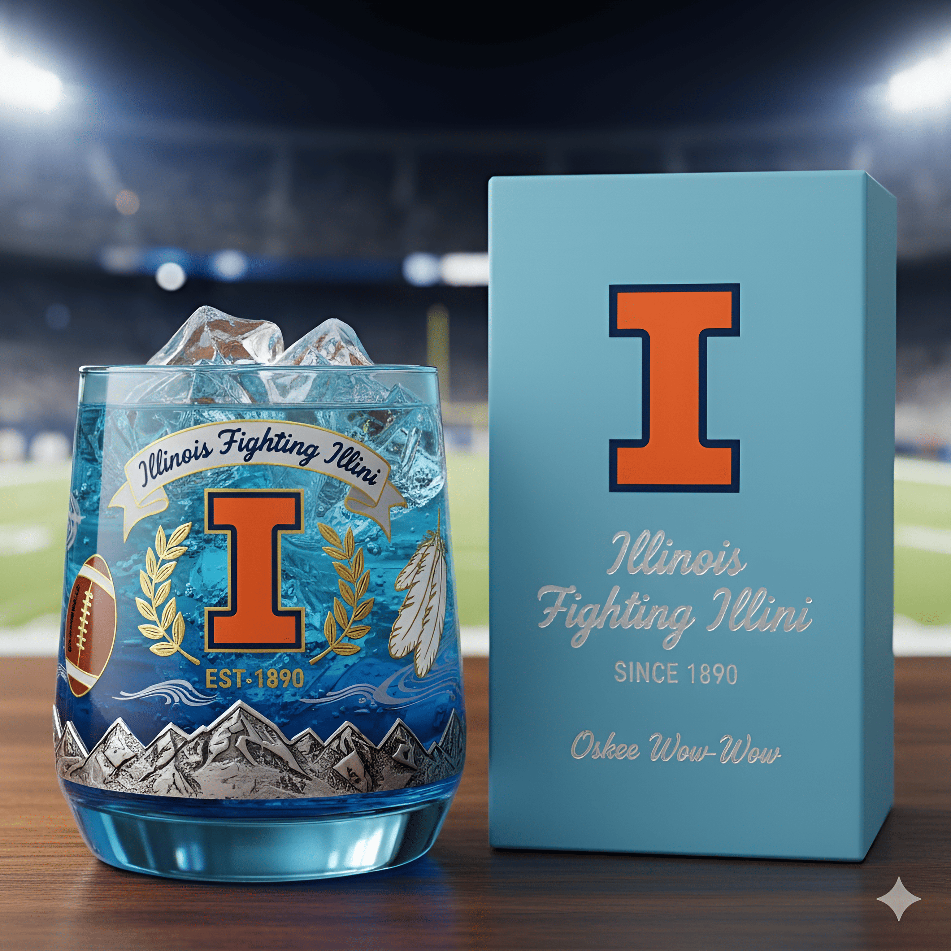 Illinois Fighting Illini Whiskey Glass