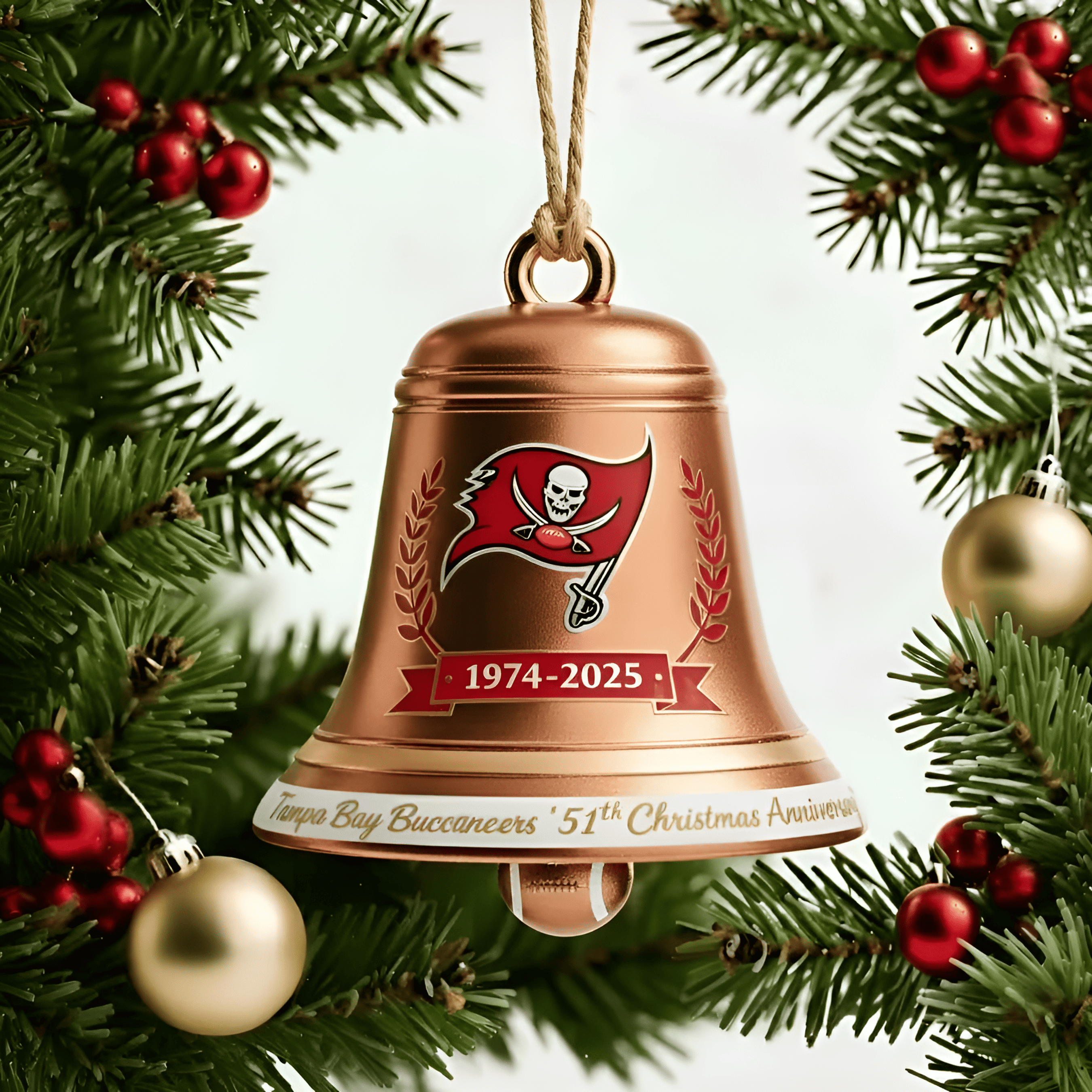 Tampa Bay Buccaneers 51th  Anniversary Christmas Bell Ornament