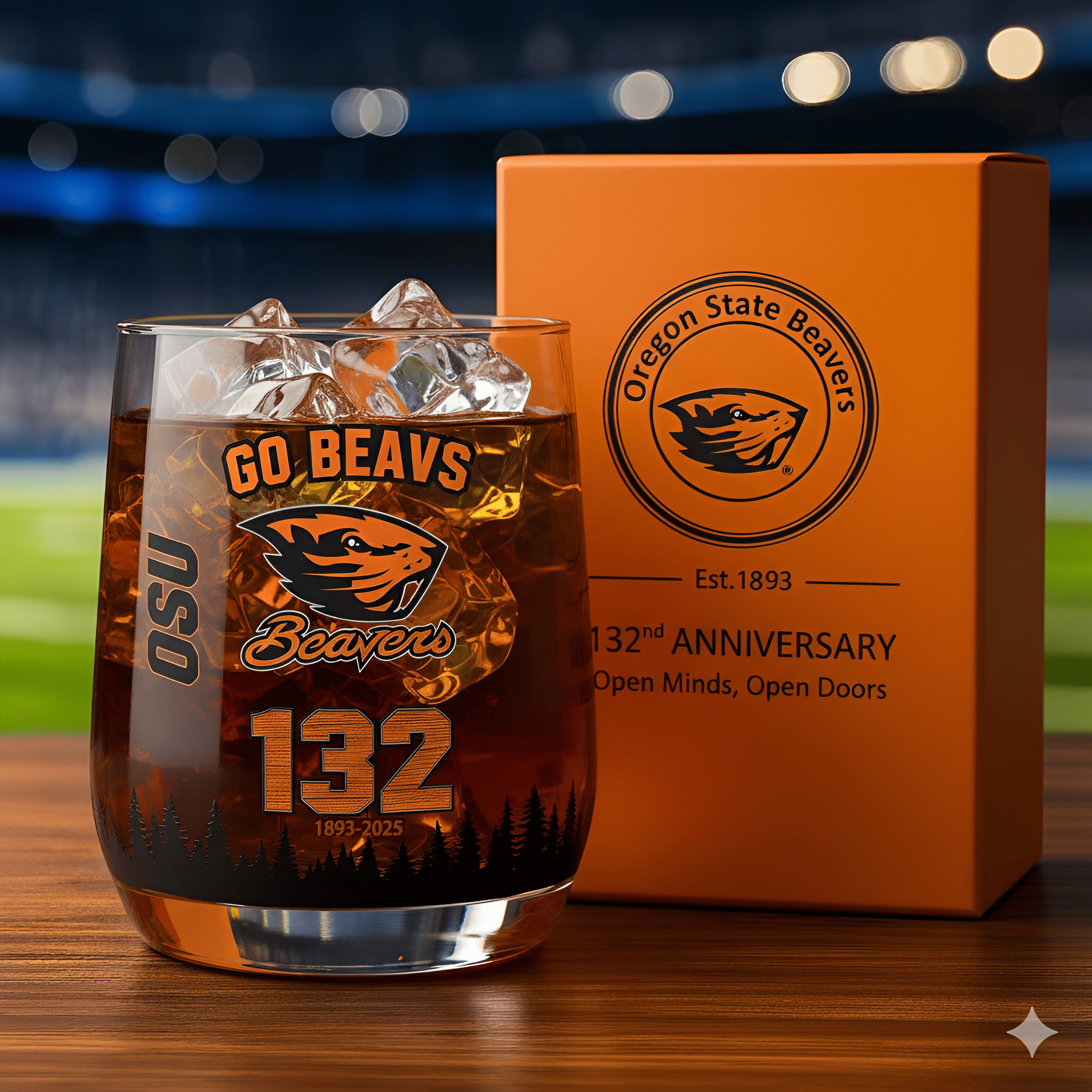 Oregon State University Beavers 132nd Anniversary Whiskey Glass