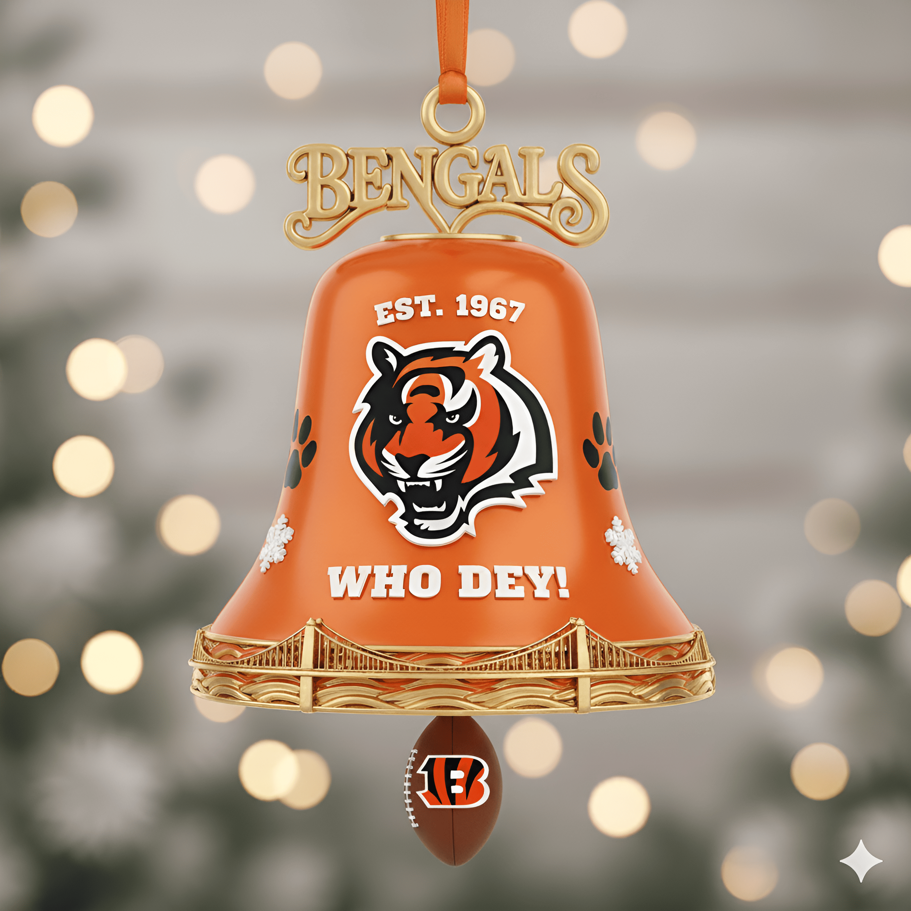 Cincinnati Bengals Christmas Bell Ornament