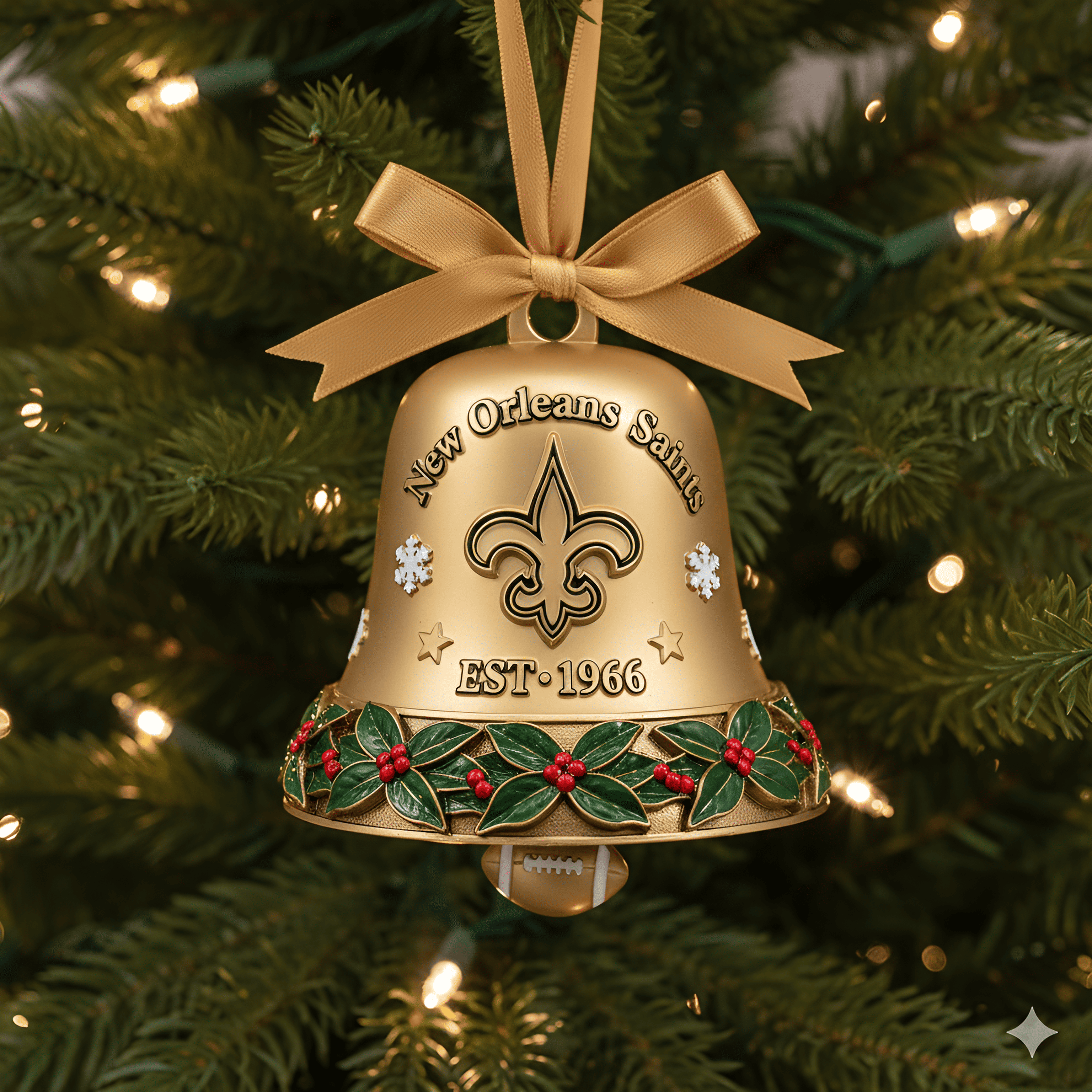 New Orleans Saints Christmas Bell Ornament
