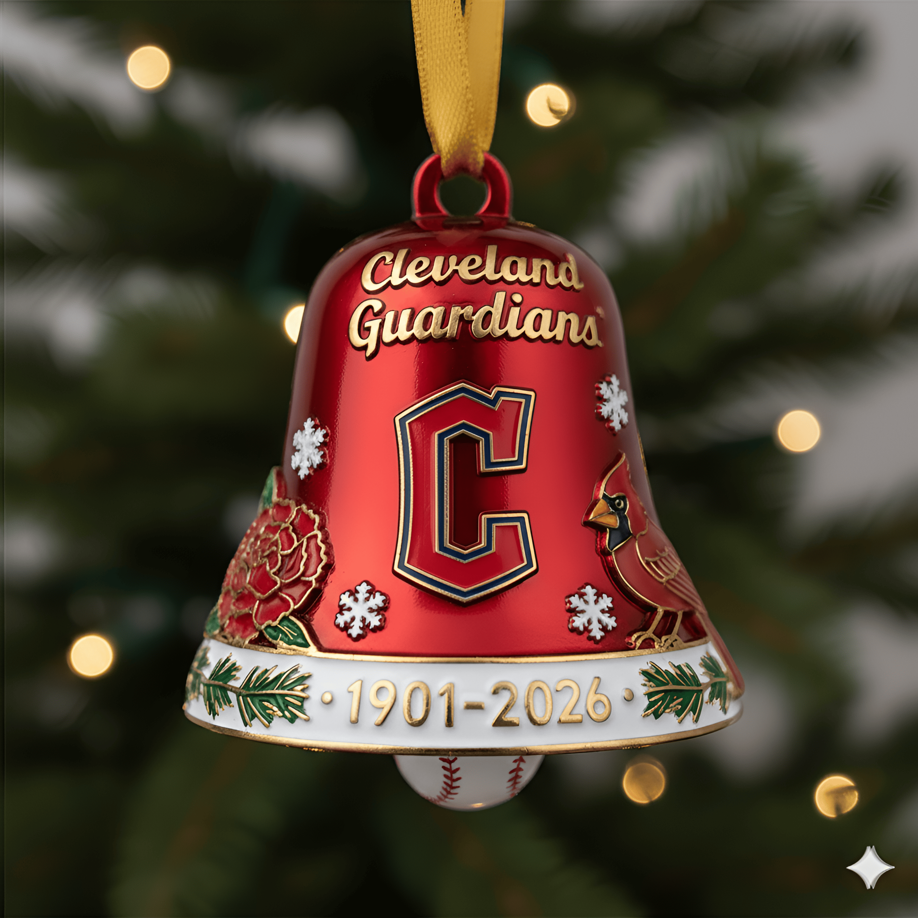 Cleveland Guardians 125th Anniversary Christmas Bell Ornament
