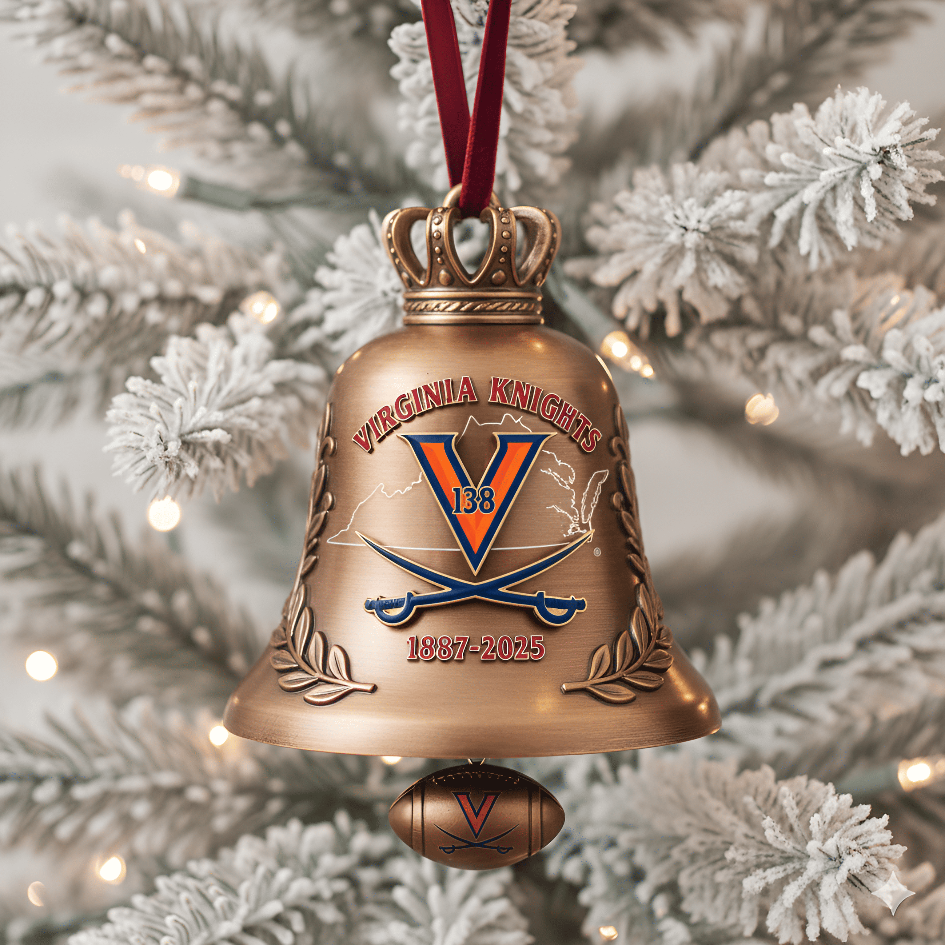 Virginia Knights 138th Anniversary Christmas Bell Ornament