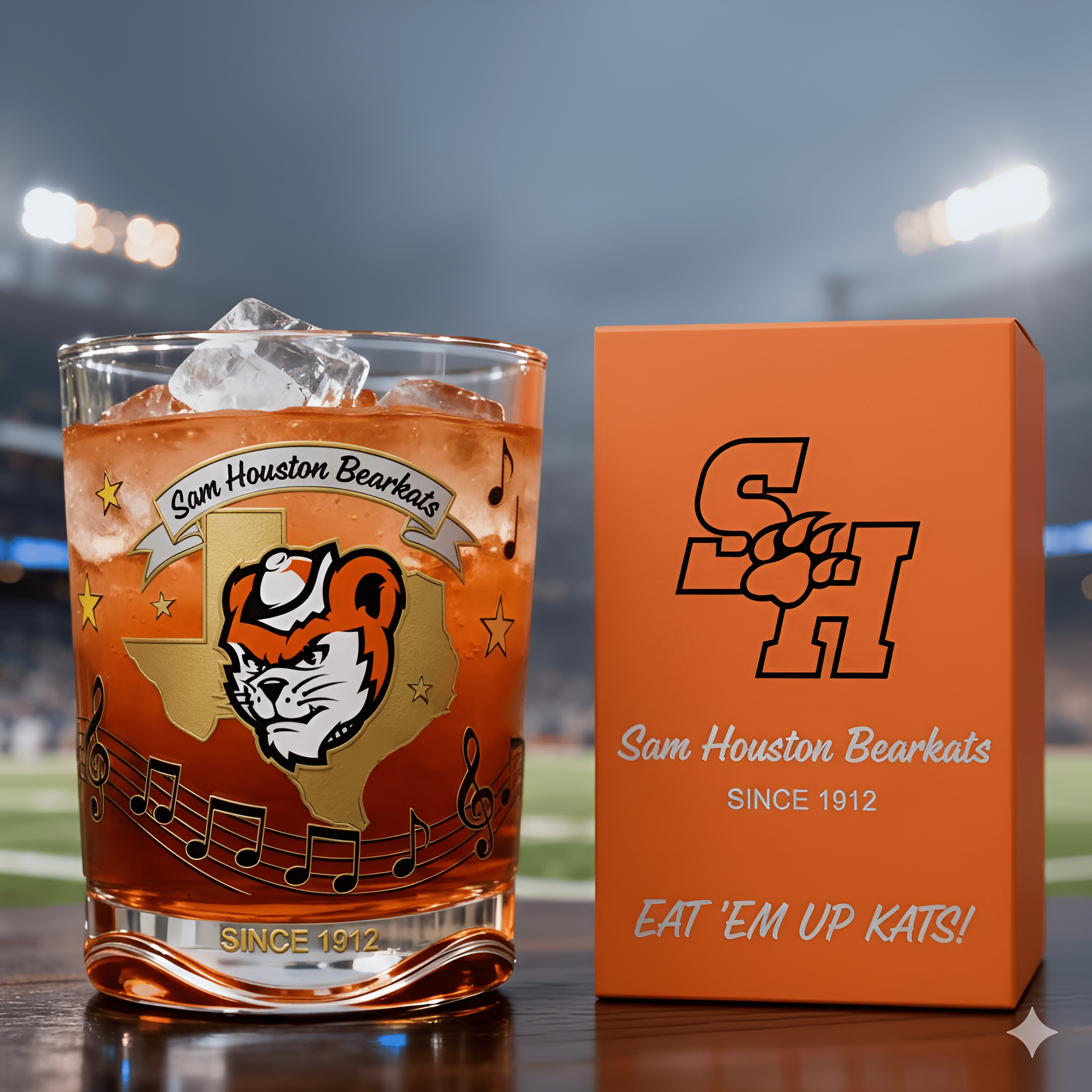 Sam Houston Bearkats Whiskey Glass