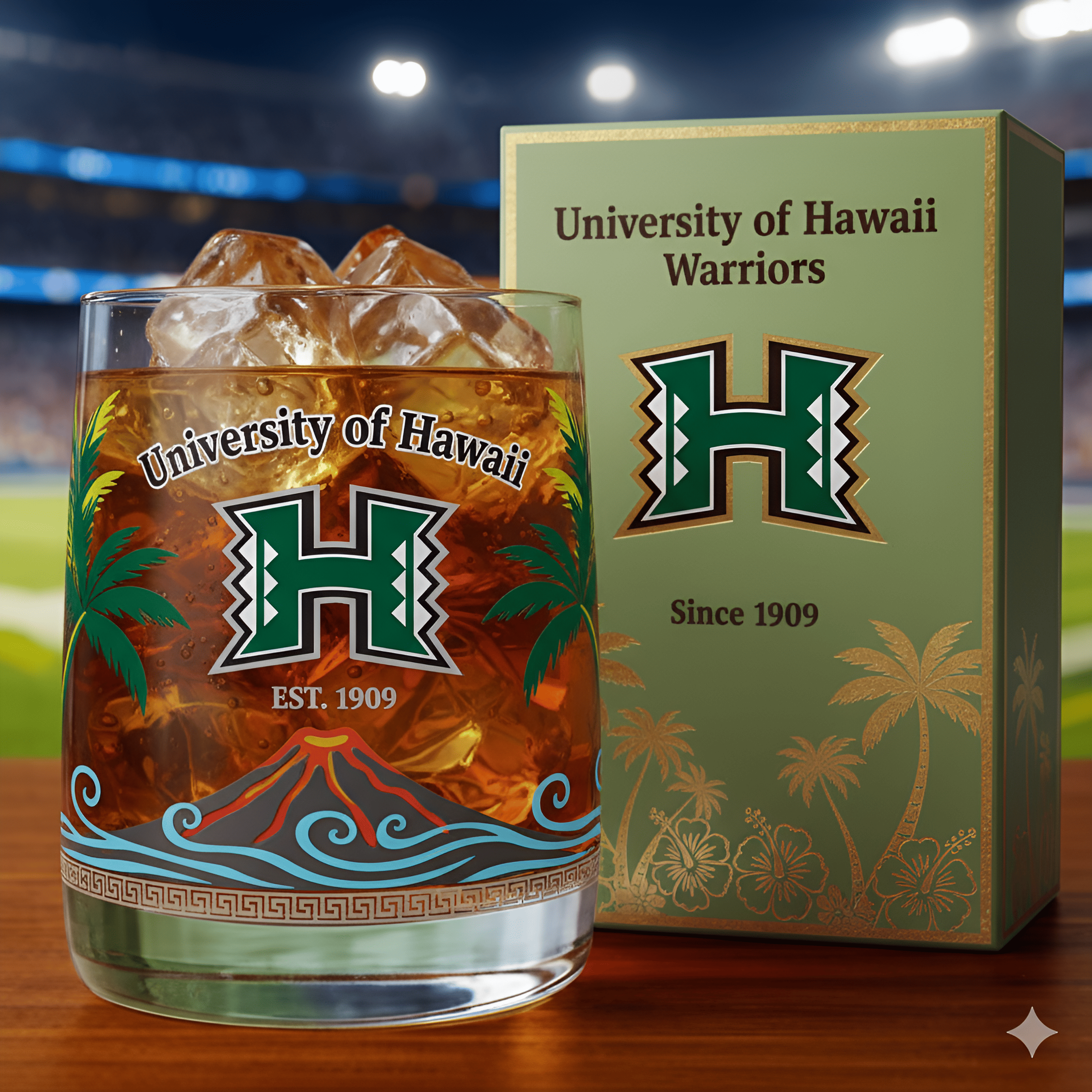 University of Hawaii Warriors Whiskey Glass