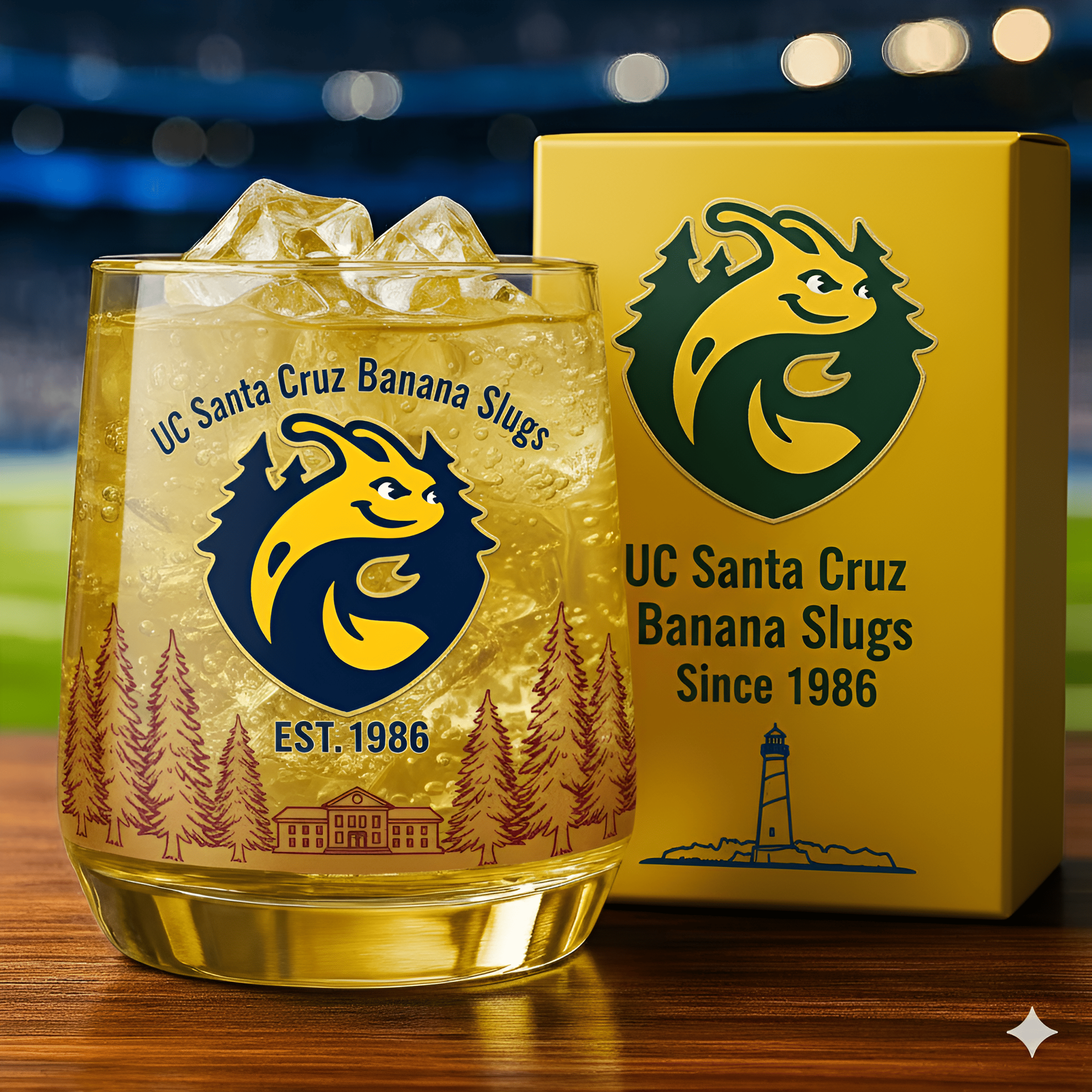 UC Santa Cruz Banana Slugs Whiskey Glass