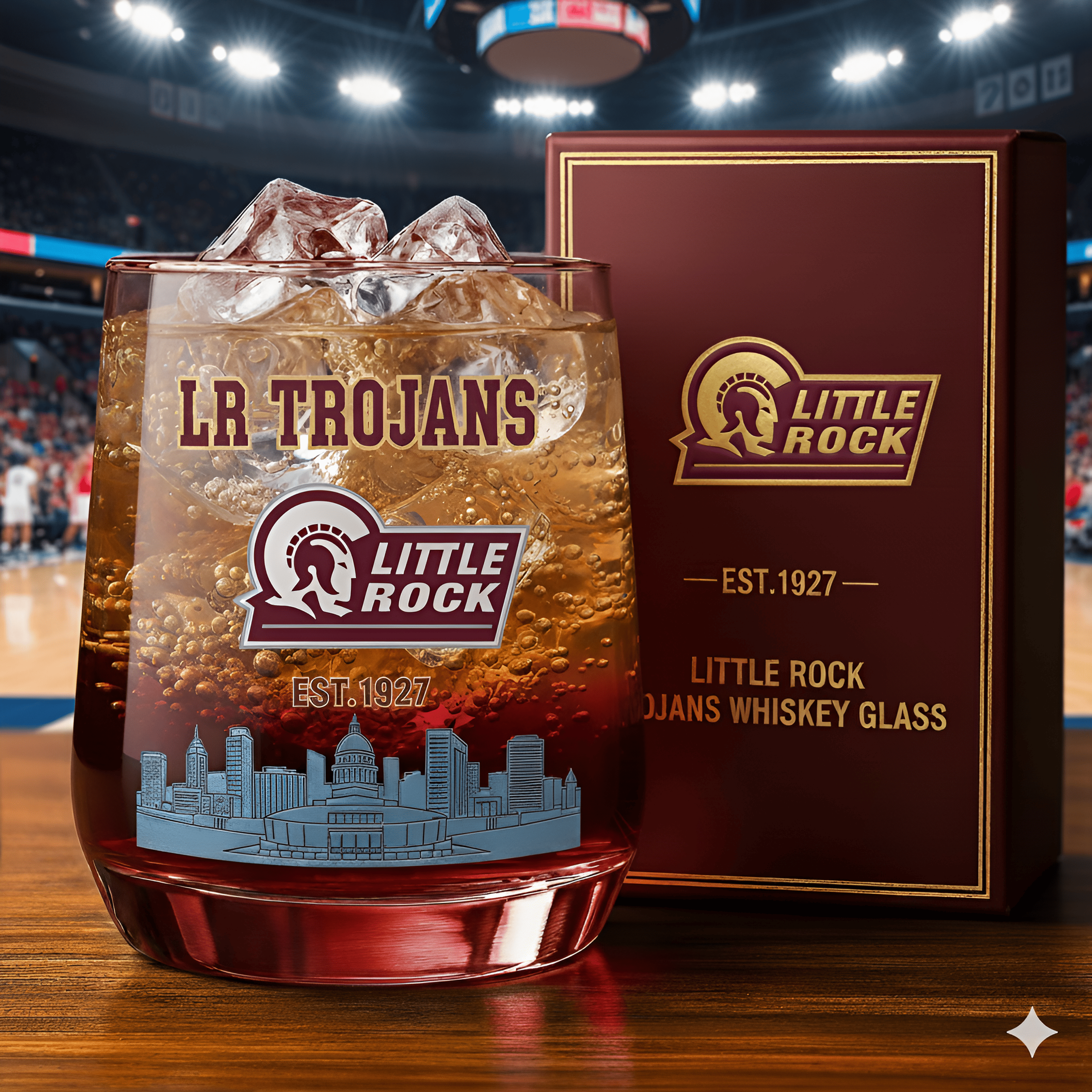 Little Rock Trojans Whiskey Glass