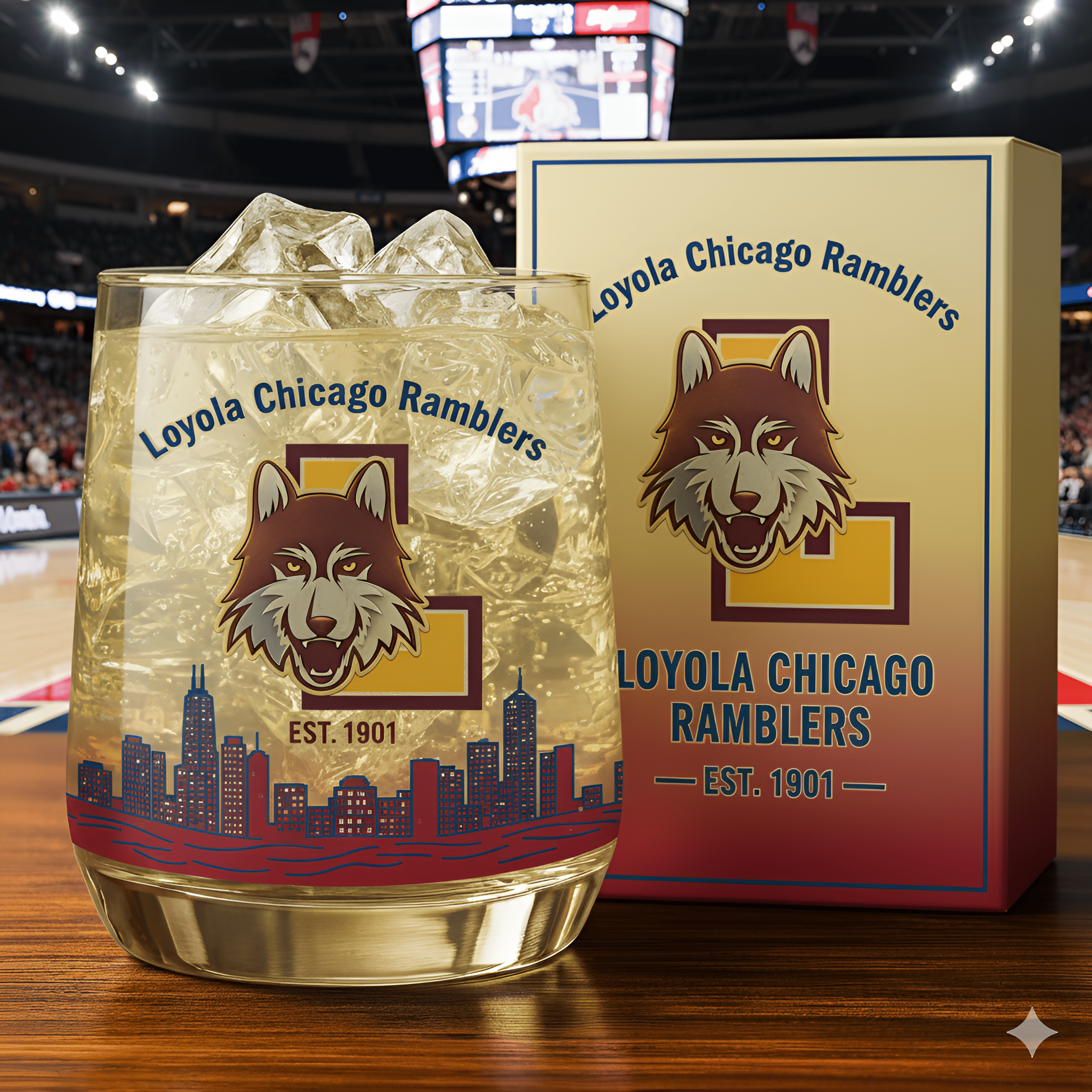 Loyola Ramblers Whiskey Glass
