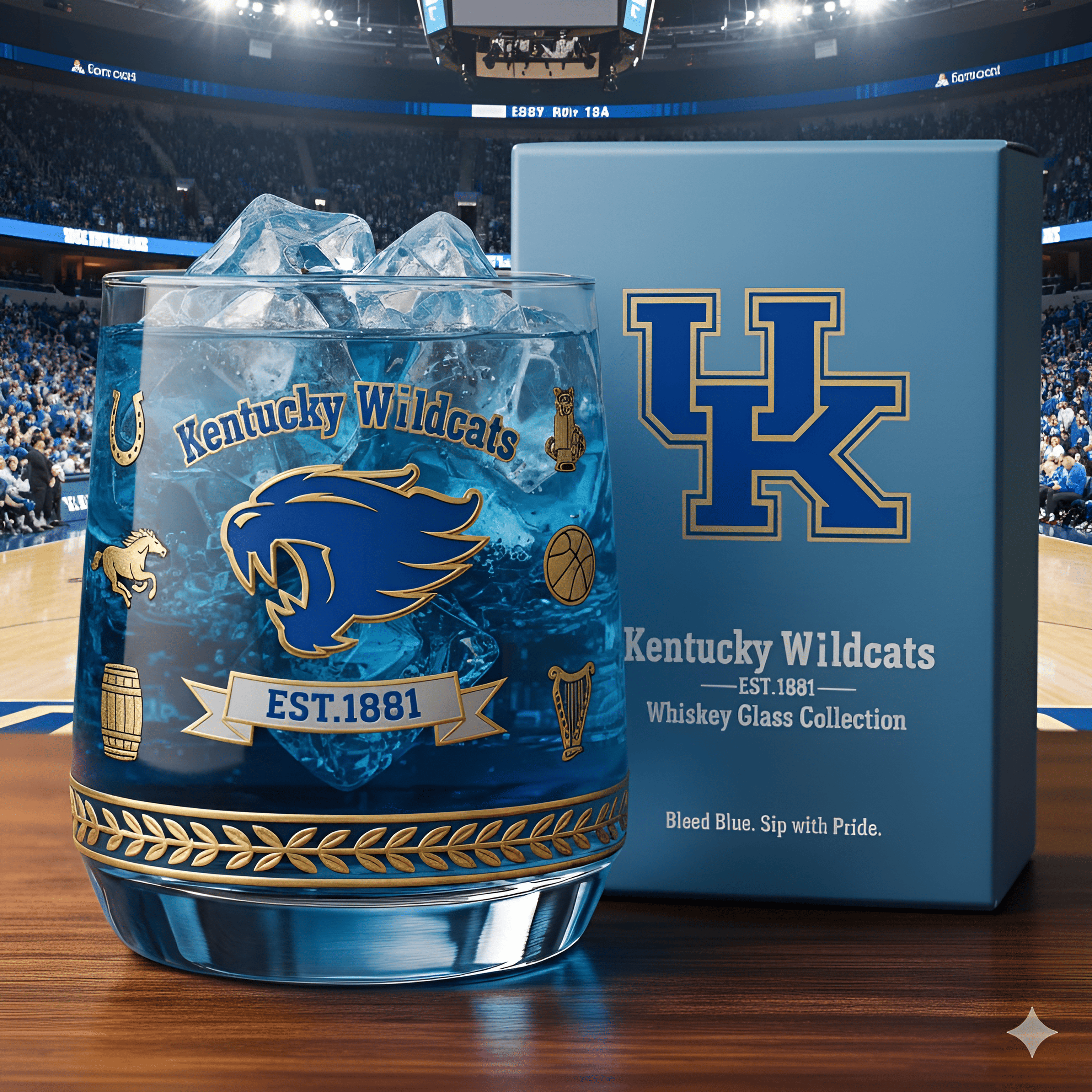 Kentucky Wildcats Whiskey Glass