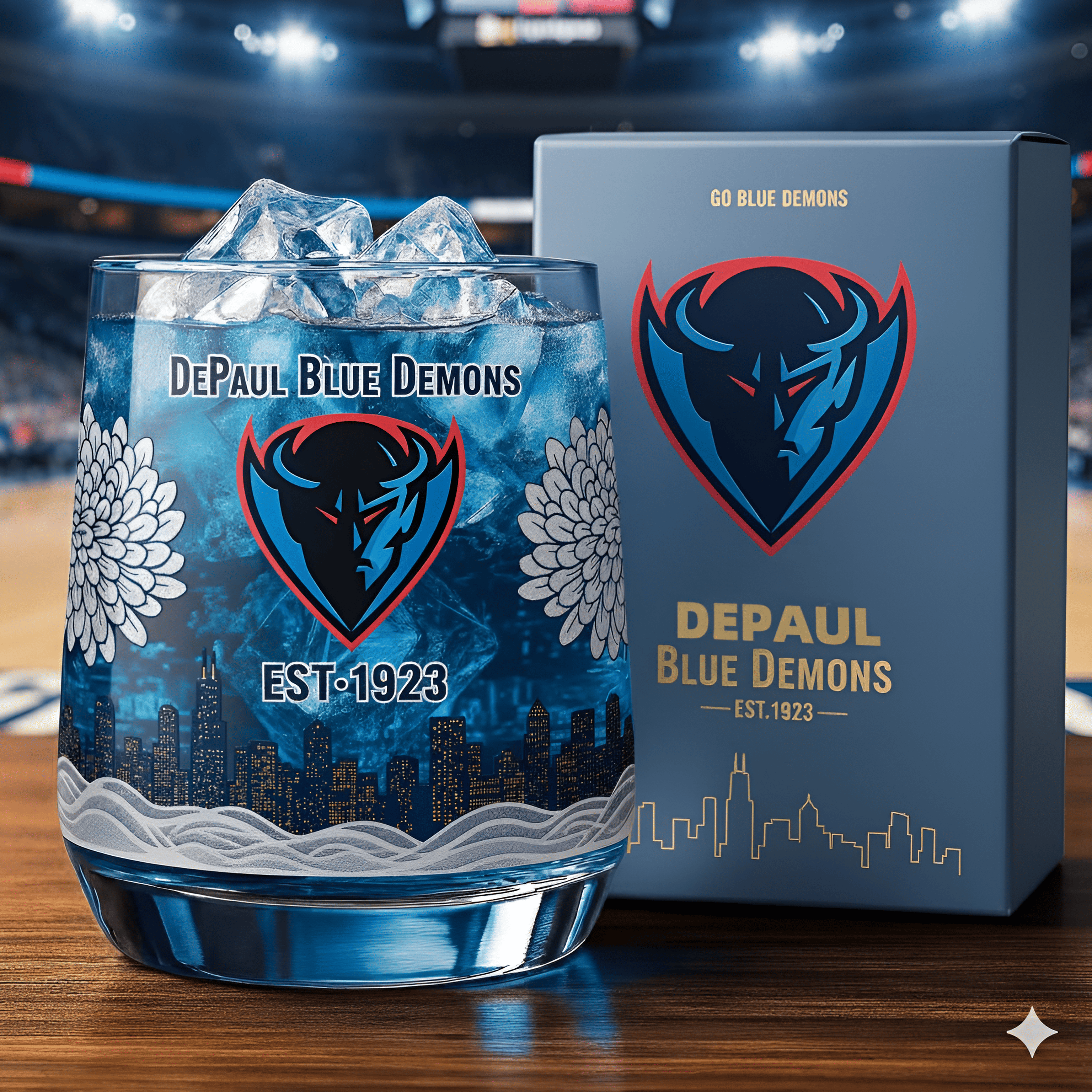 DePaul Blue Demons Whiskey Glass