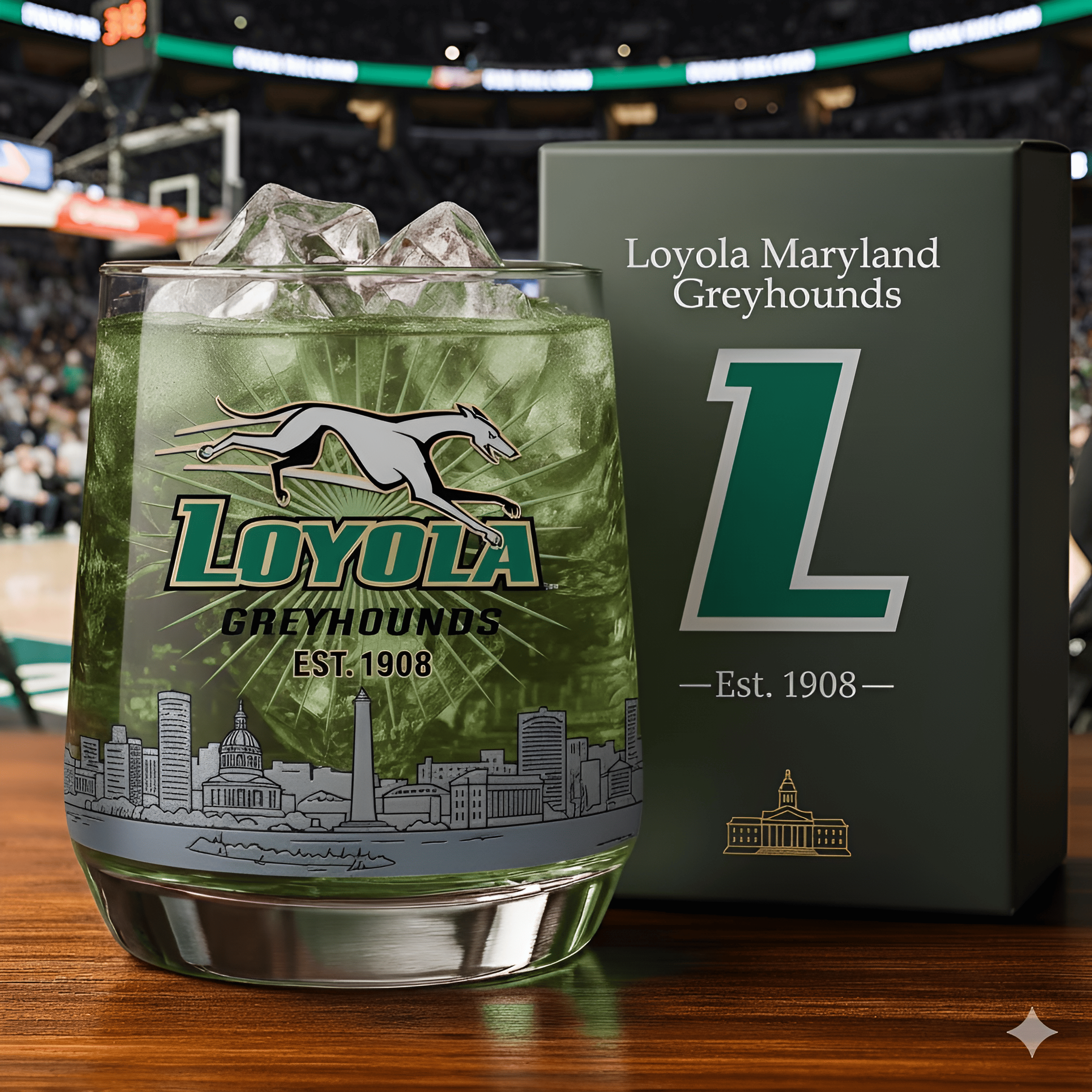 Loyola Maryland Greyhounds Whiskey Glass