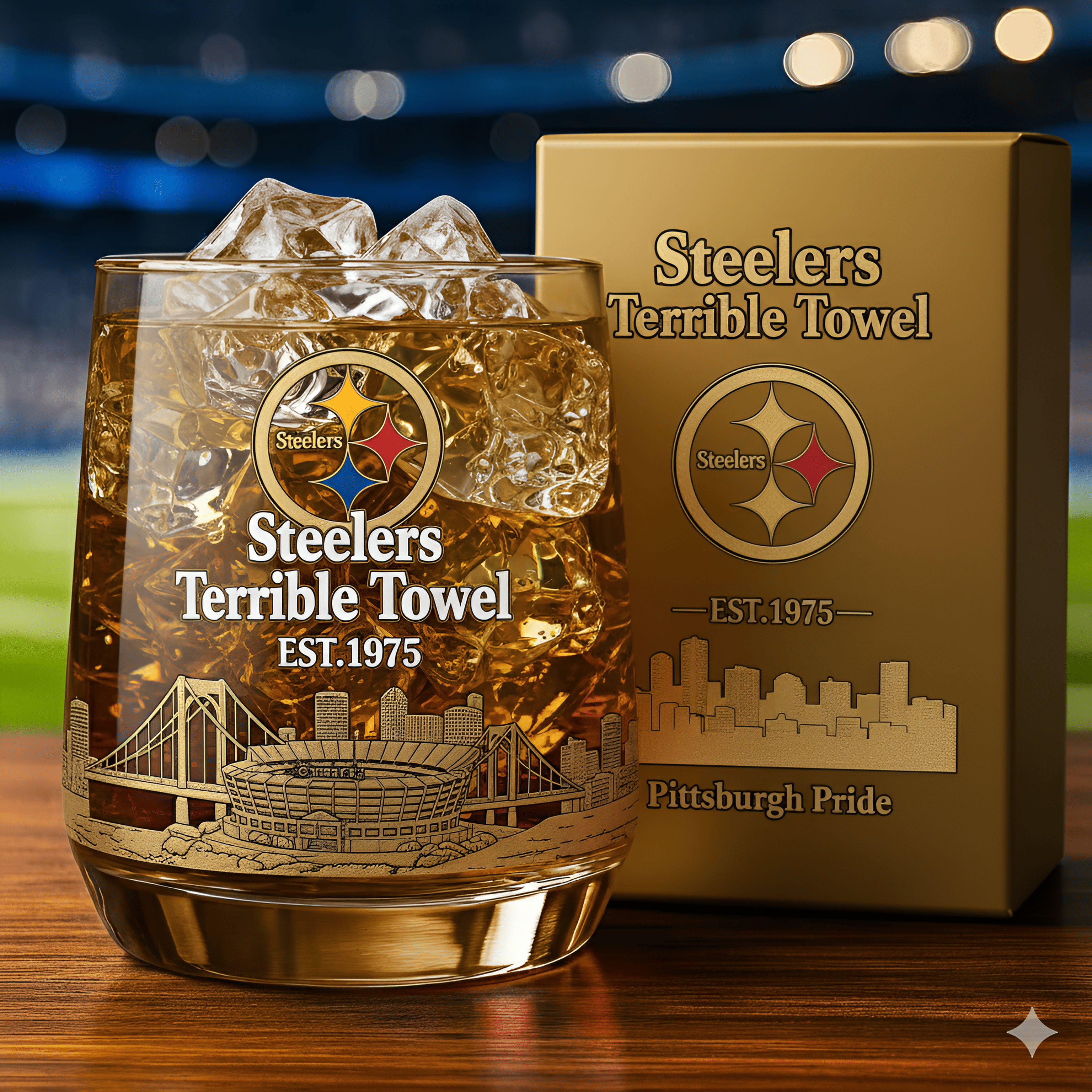 Steelers Terrible Towel Whiskey Glass