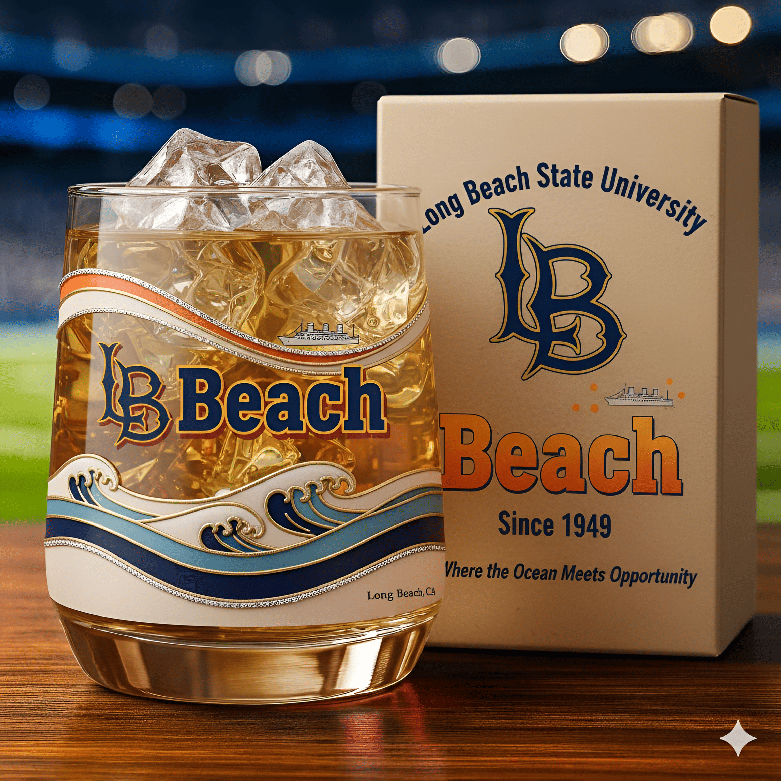 Long Beach State University Beach Whiskey Glass