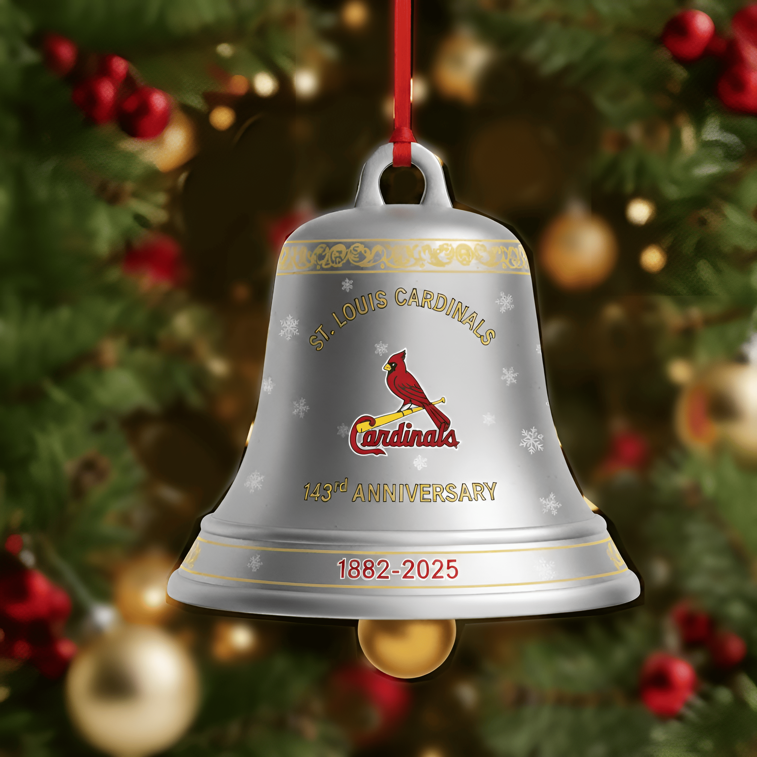 St. Louis Cardinals 143rd Anniversary Christmas Bell Ornament