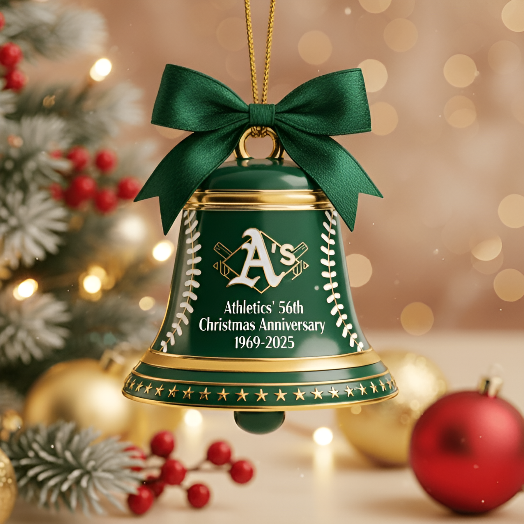 Athletics 56th  Anniversary Christmas Bell Ornament