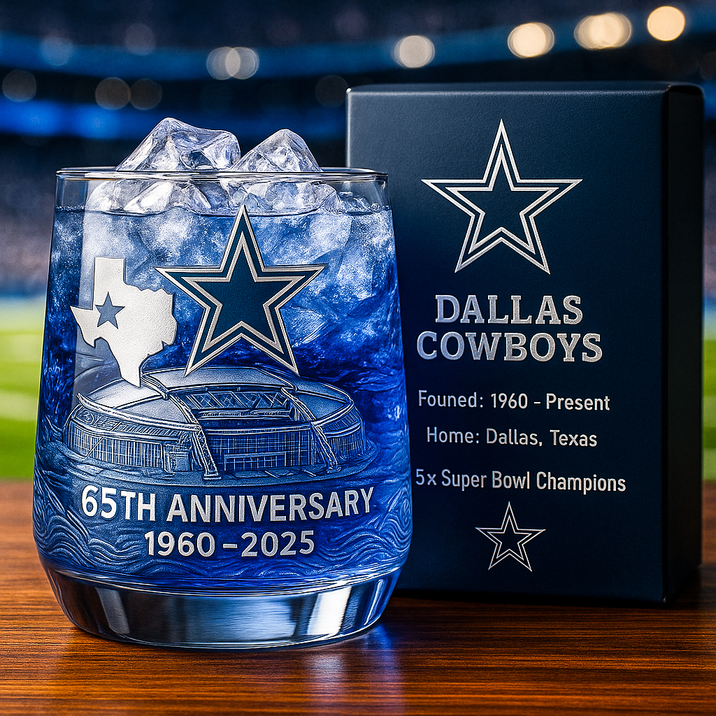 Dallas Cowboys 65th Anniversary Whiskey Glass