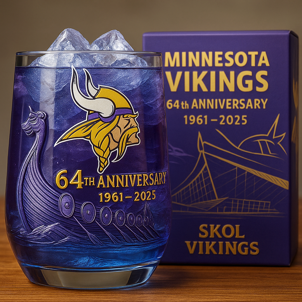 Minnesota Vikings 64th Anniversary Whiskey Glass