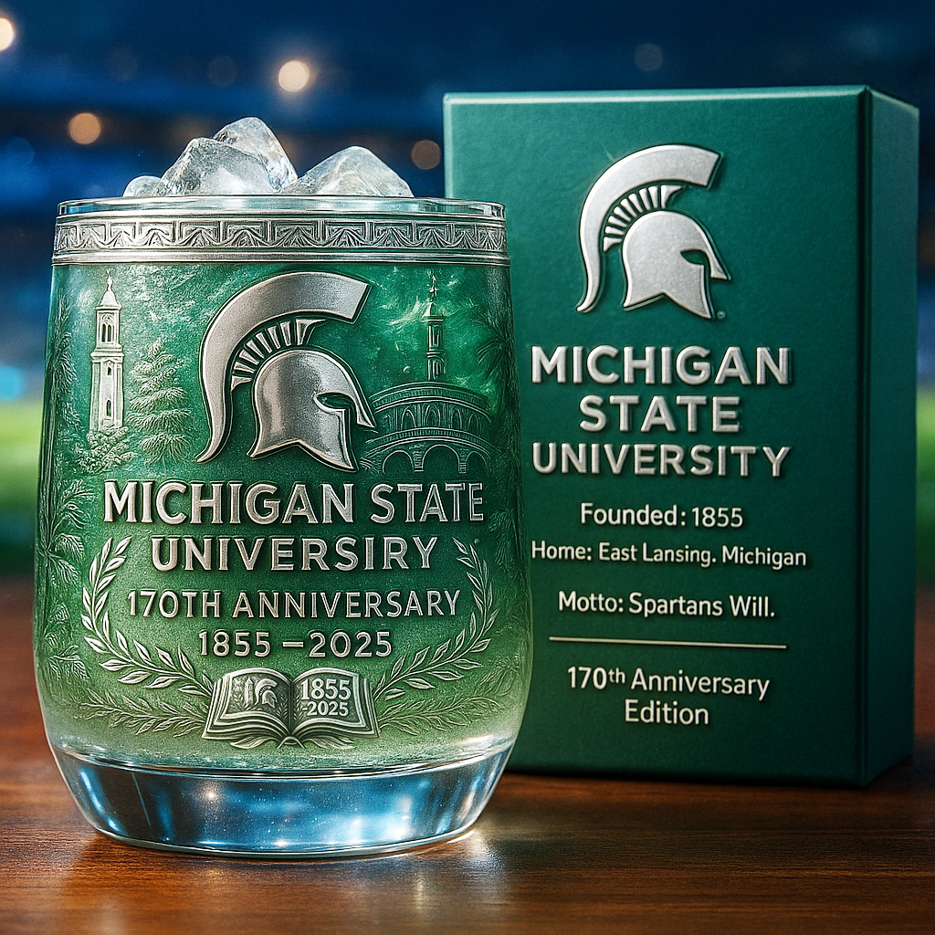 Michigan State University 170th Anniversary Commemorative Etched Glass