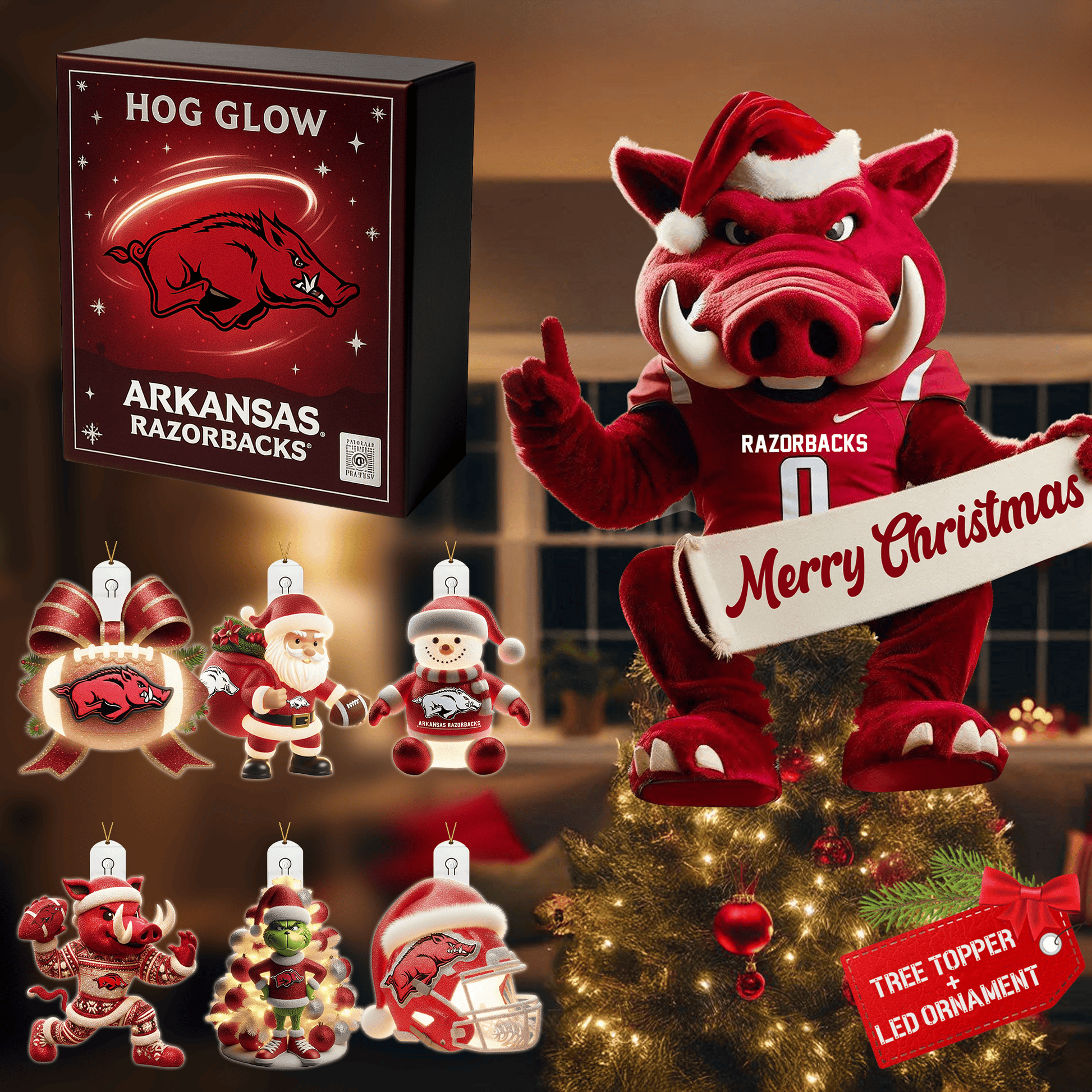 AKR 2025 Acrylic Christmas Tree Topper & Ornament Bundle - Exclusive Festive Fan Collectible Gift Set