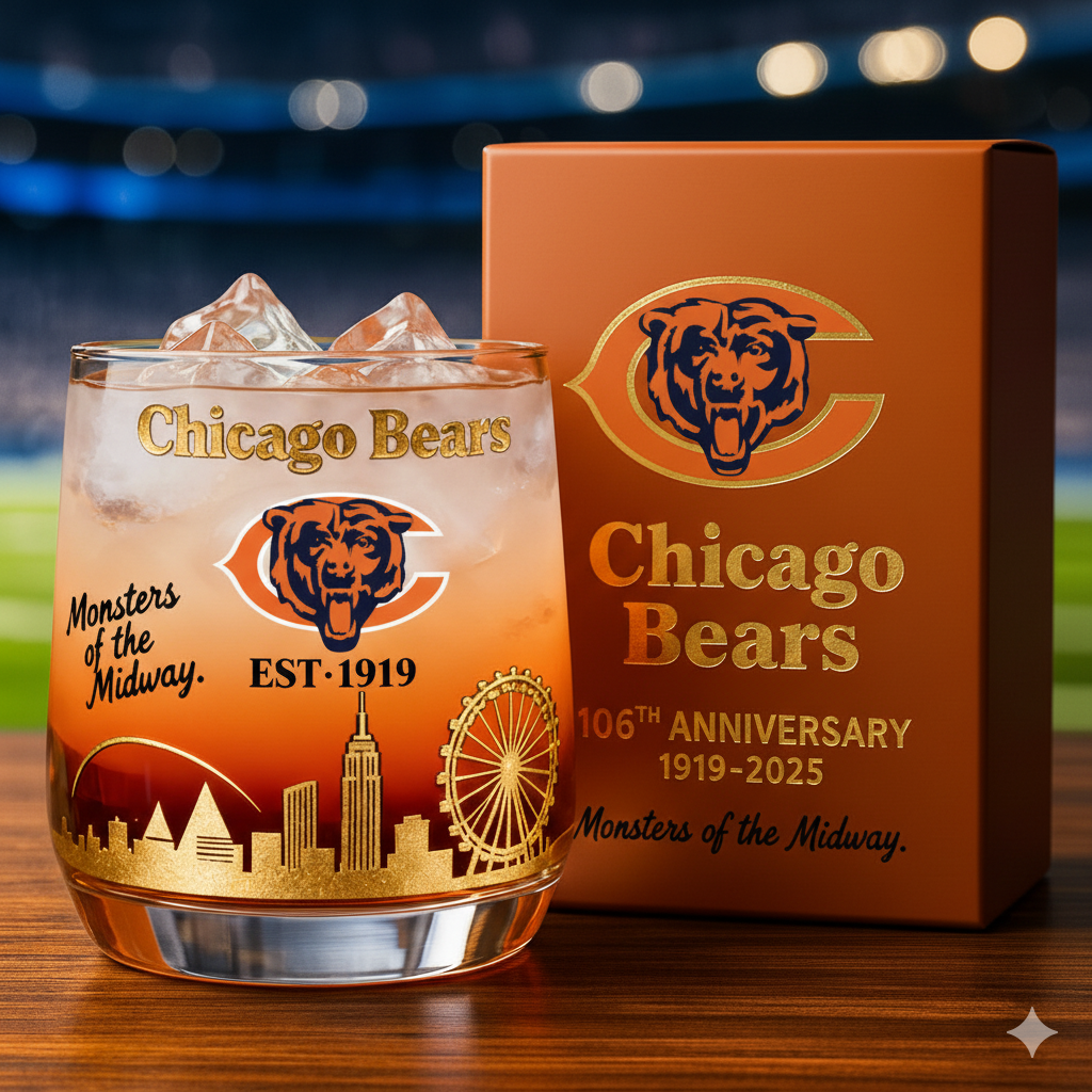 Chicago Bears 106th Anniversary Whiskey Glass