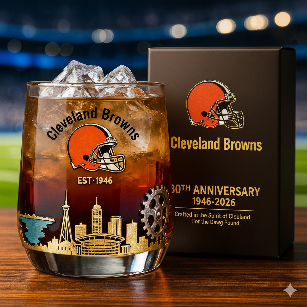 Cleveland Browns 80th Anniversary Whiskey Glass