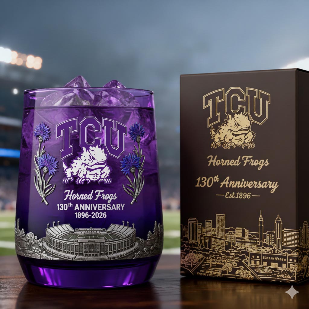 TCU Horned Frogs 130th Anniversary Whiskey Glass