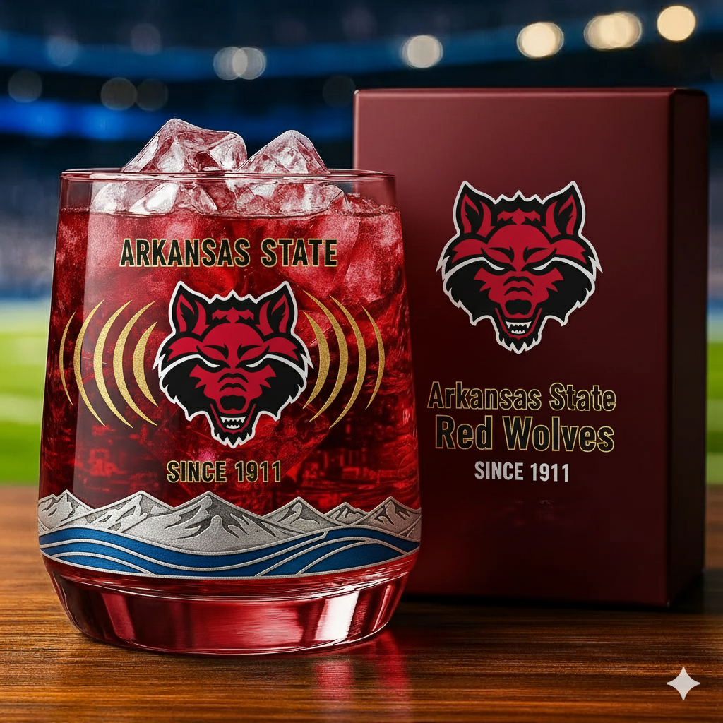 Arkansas State Red Wolves Whiskey Glass
