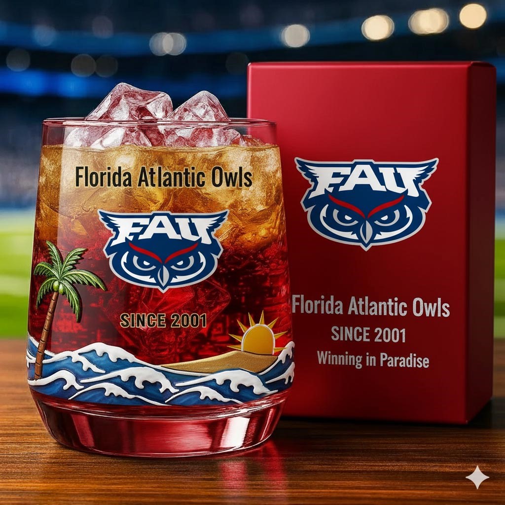 Florida Atlantic Owls football Whiskey Glass
