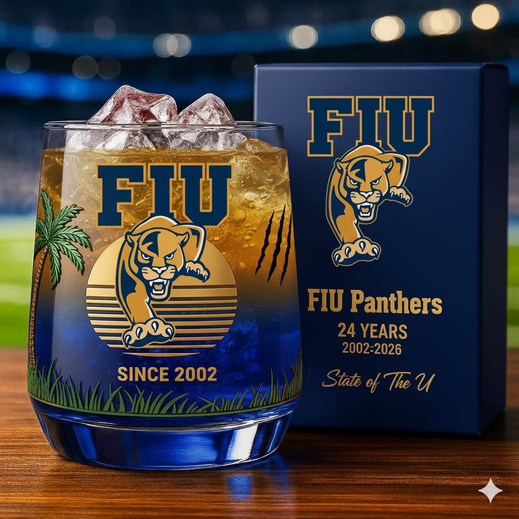 FIU Panthers football 24th Anniversary Whiskey Glass