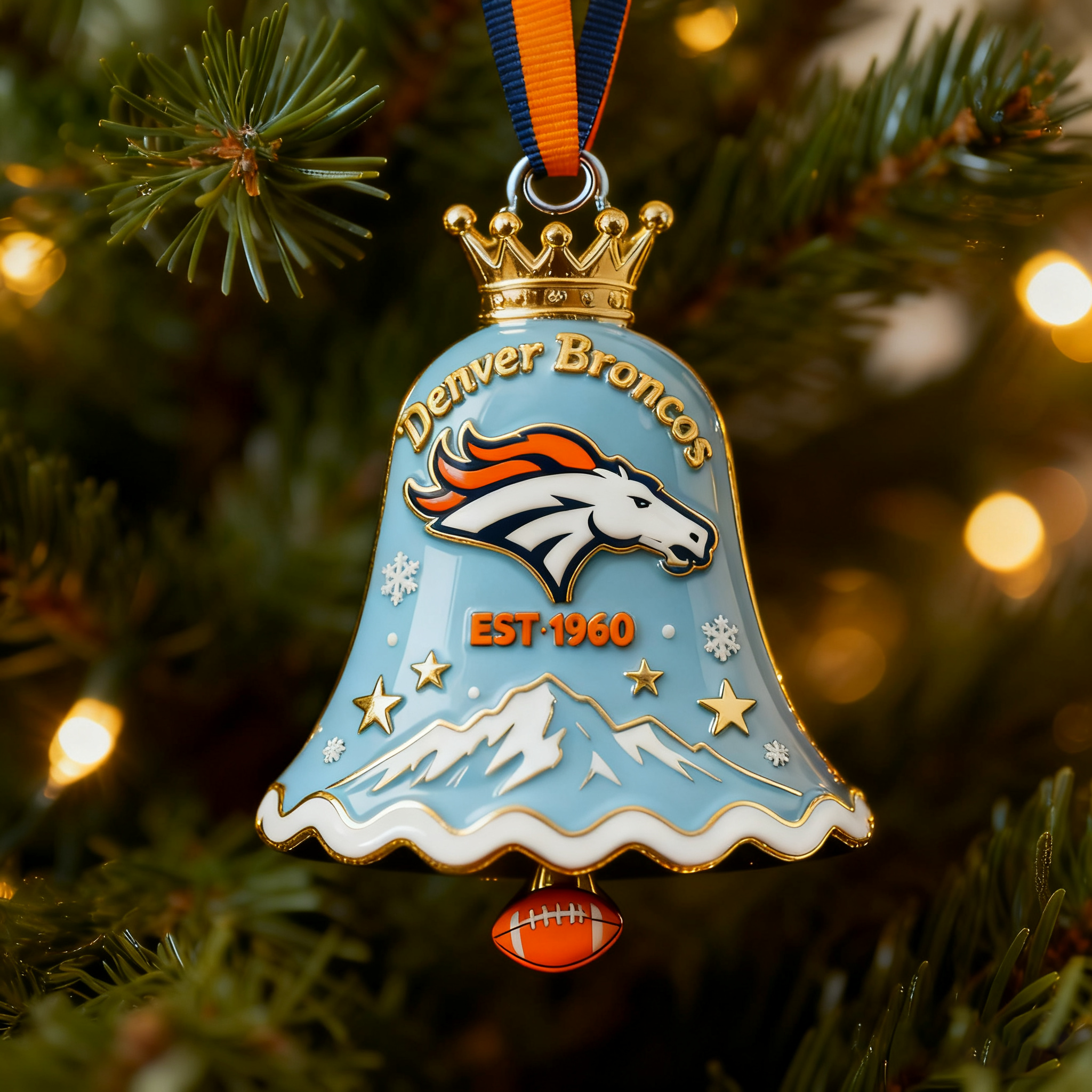 Denver Broncos Christmas Bell Ornament
