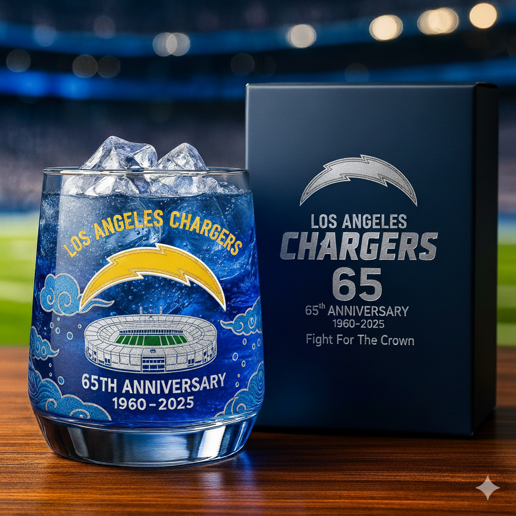 Los Angeles Chargers 65th Anniversary Whiskey Glass